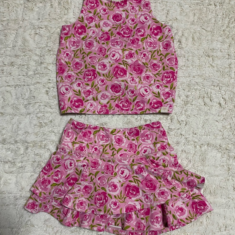 Sweet Honey - Floral Pink Sleeveless Top and Skirt Set